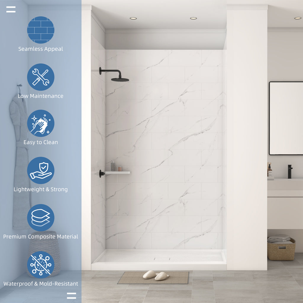 SMC Medium Tile Shower Walls with Matte Finish