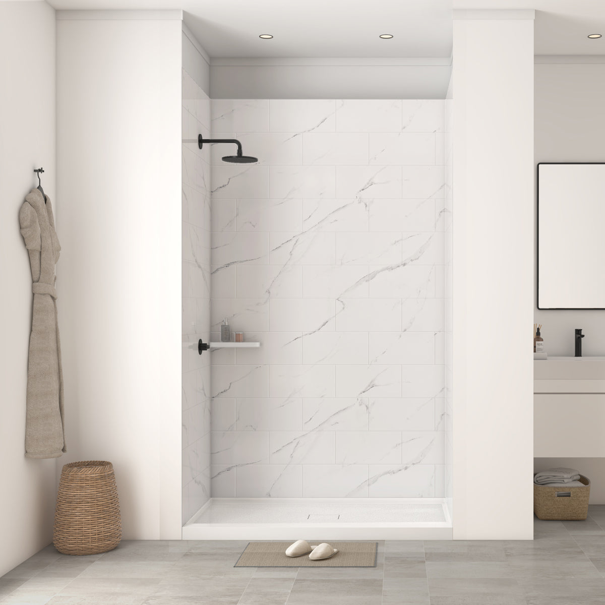 SMC Medium Tile Shower Walls with Matte Finish