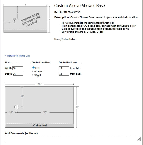 Custom Shower Pans