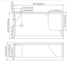 Shower Bases with Integrated Seat 60" x 32"